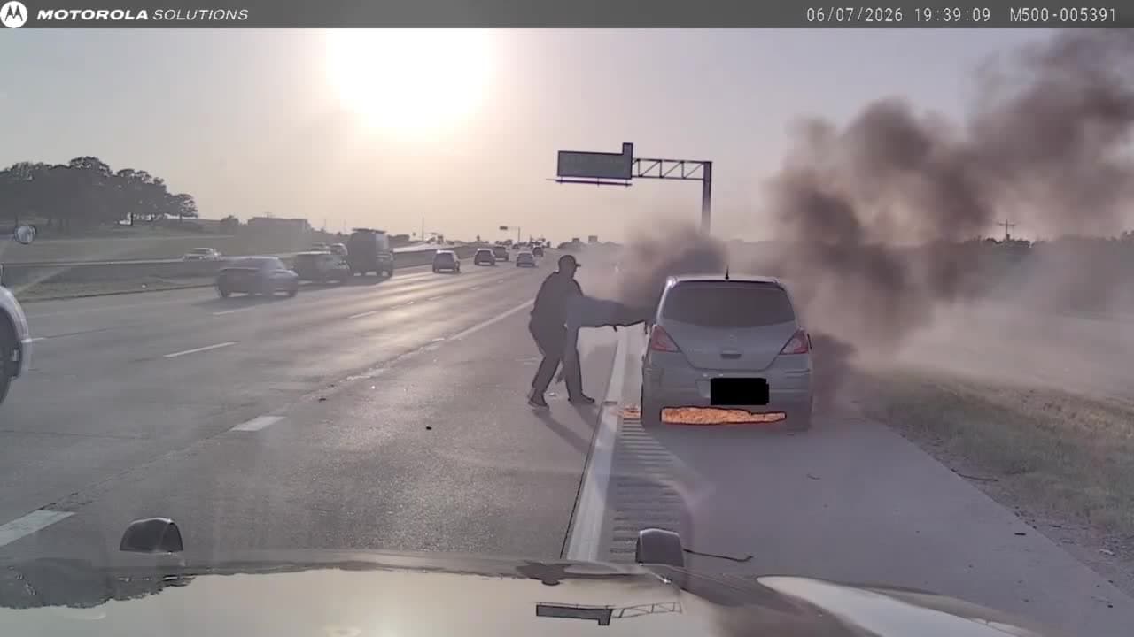 Southlake police officer saves driver from burning car during traffic stop